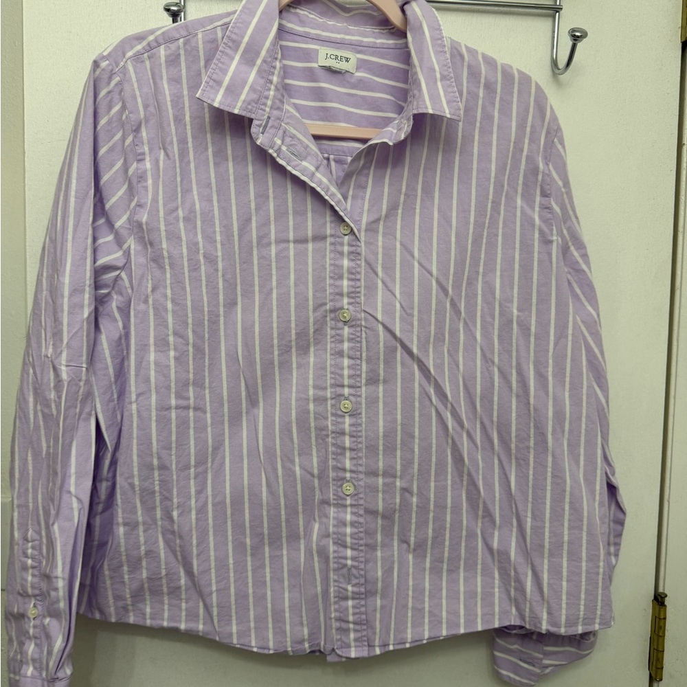 J.Crew Lavender and White Striped Shirt